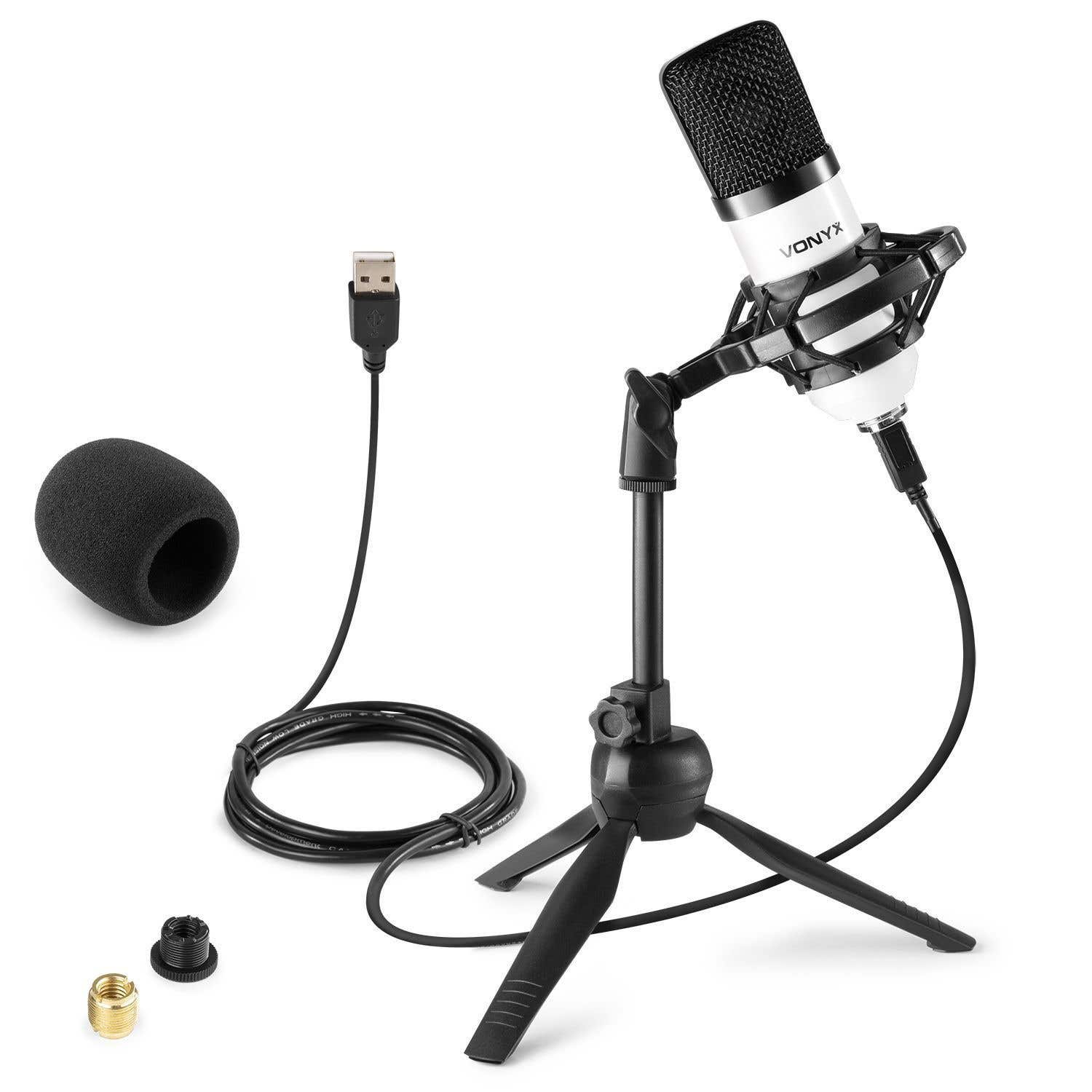 Vonyx CM300W Micrófono de estudio USB Blanco