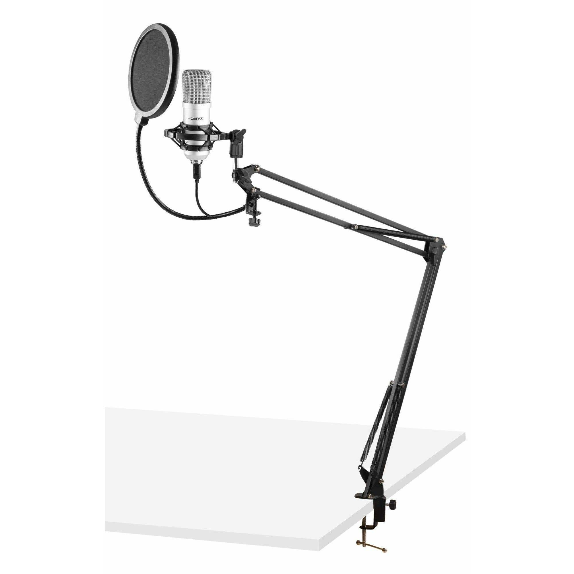 Vonyx CMS300S Micrófono de estudio Set USB Plata