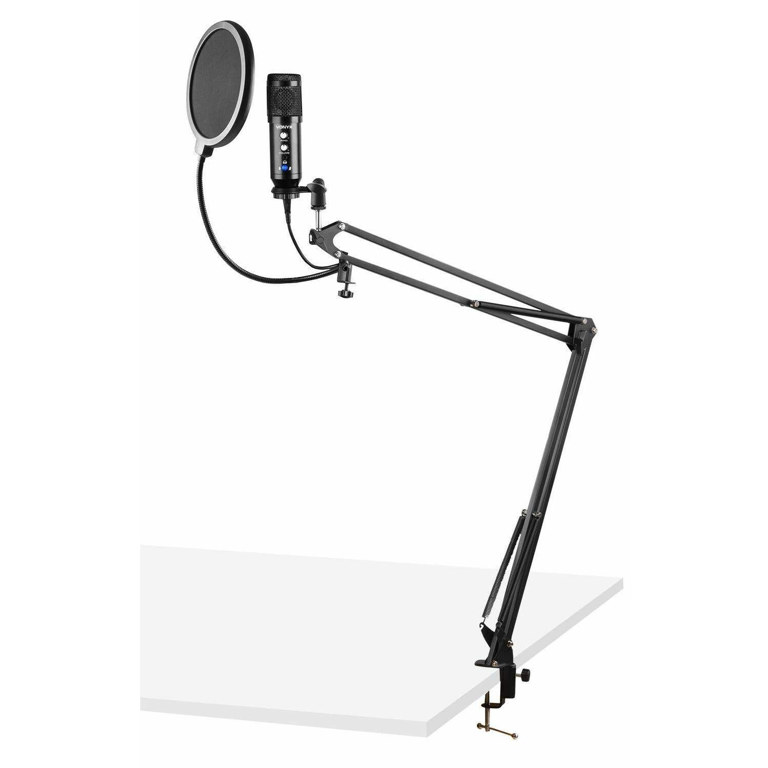 Vonyx CMS320B Kit de micrófono estudio USB Negro con Echo