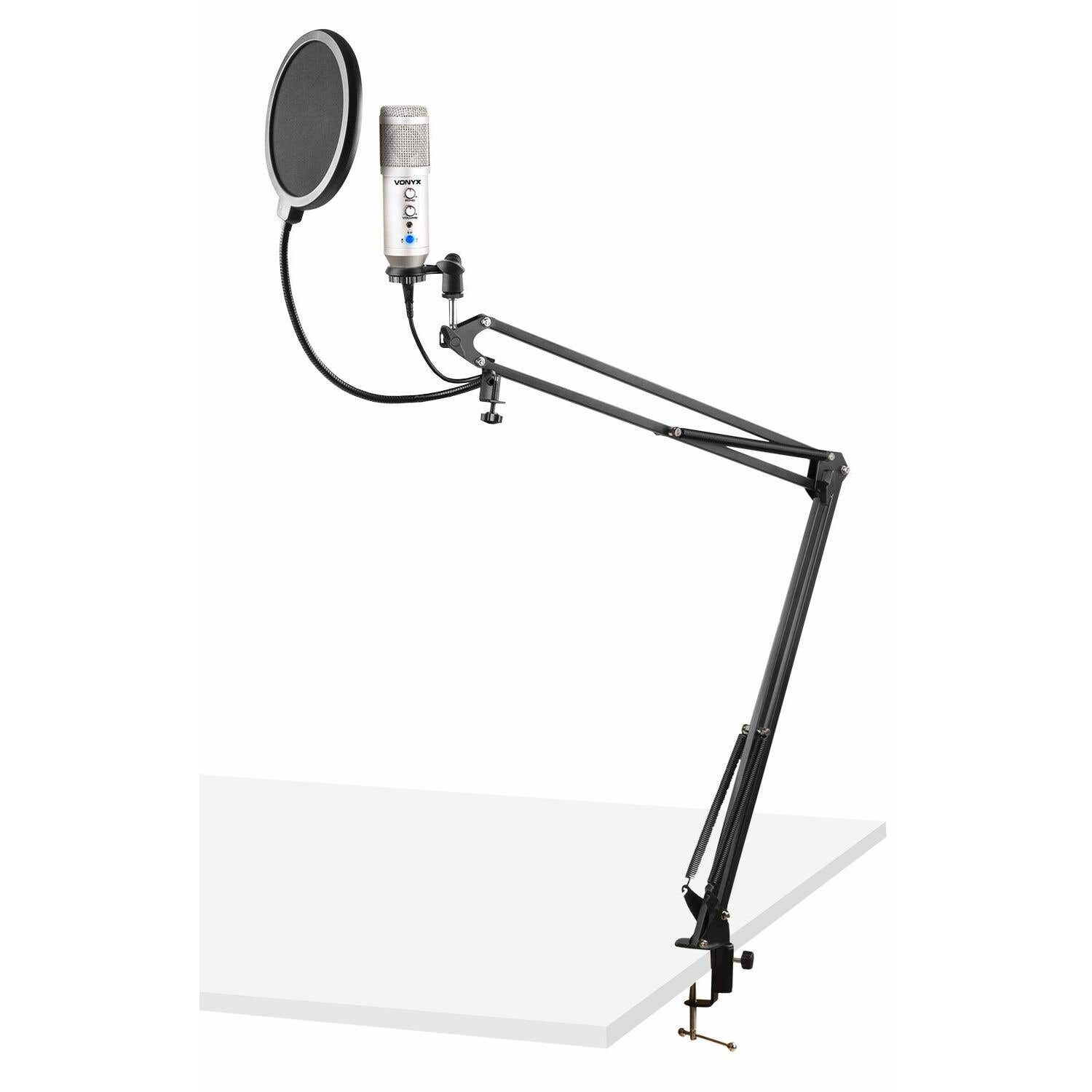 Vonyx CMS320S Kit de micrófono estudio USB Titanio con Echo