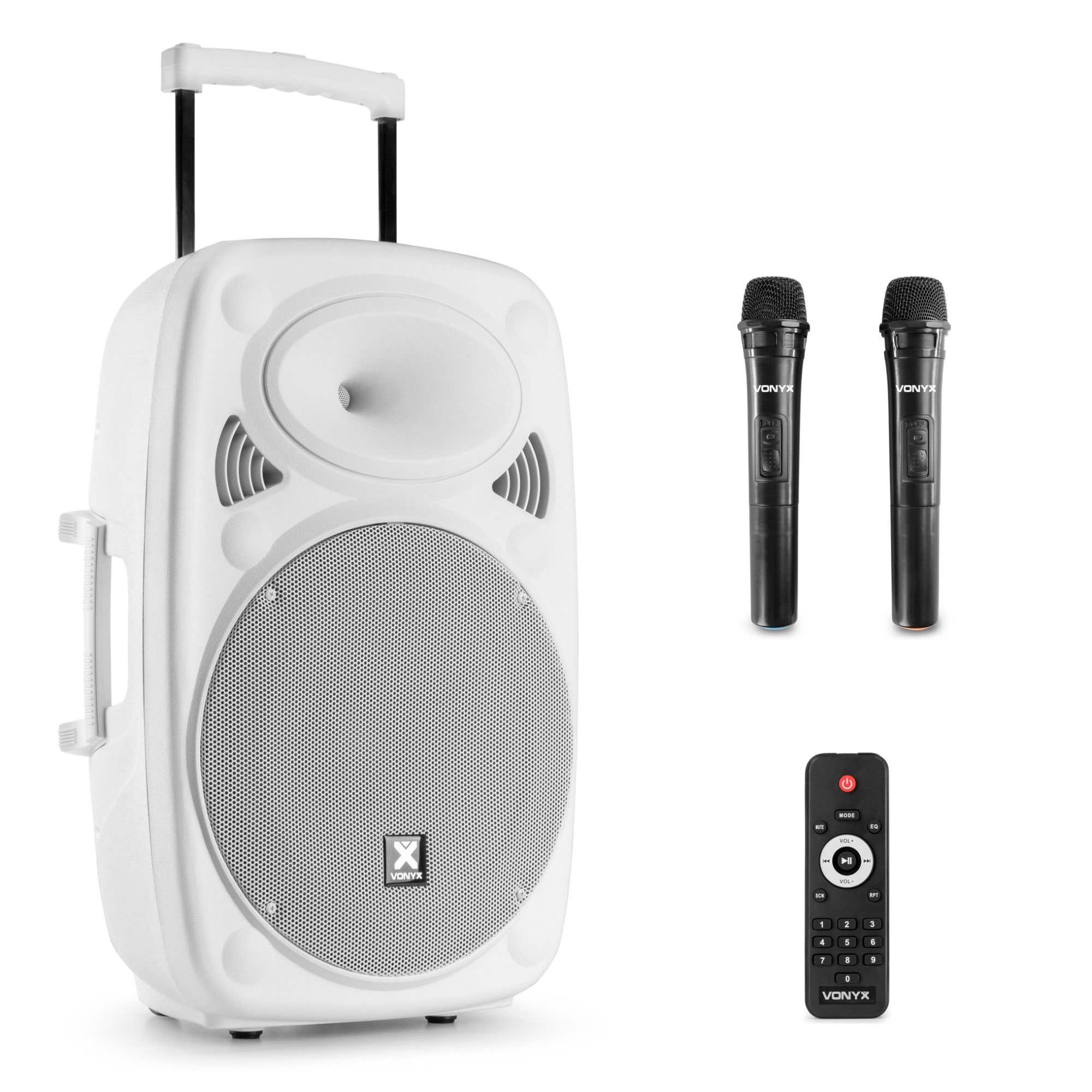 Vonyx Verve46 Altavoz autoamplificado portátil Bluetooth 1000W, Blanco