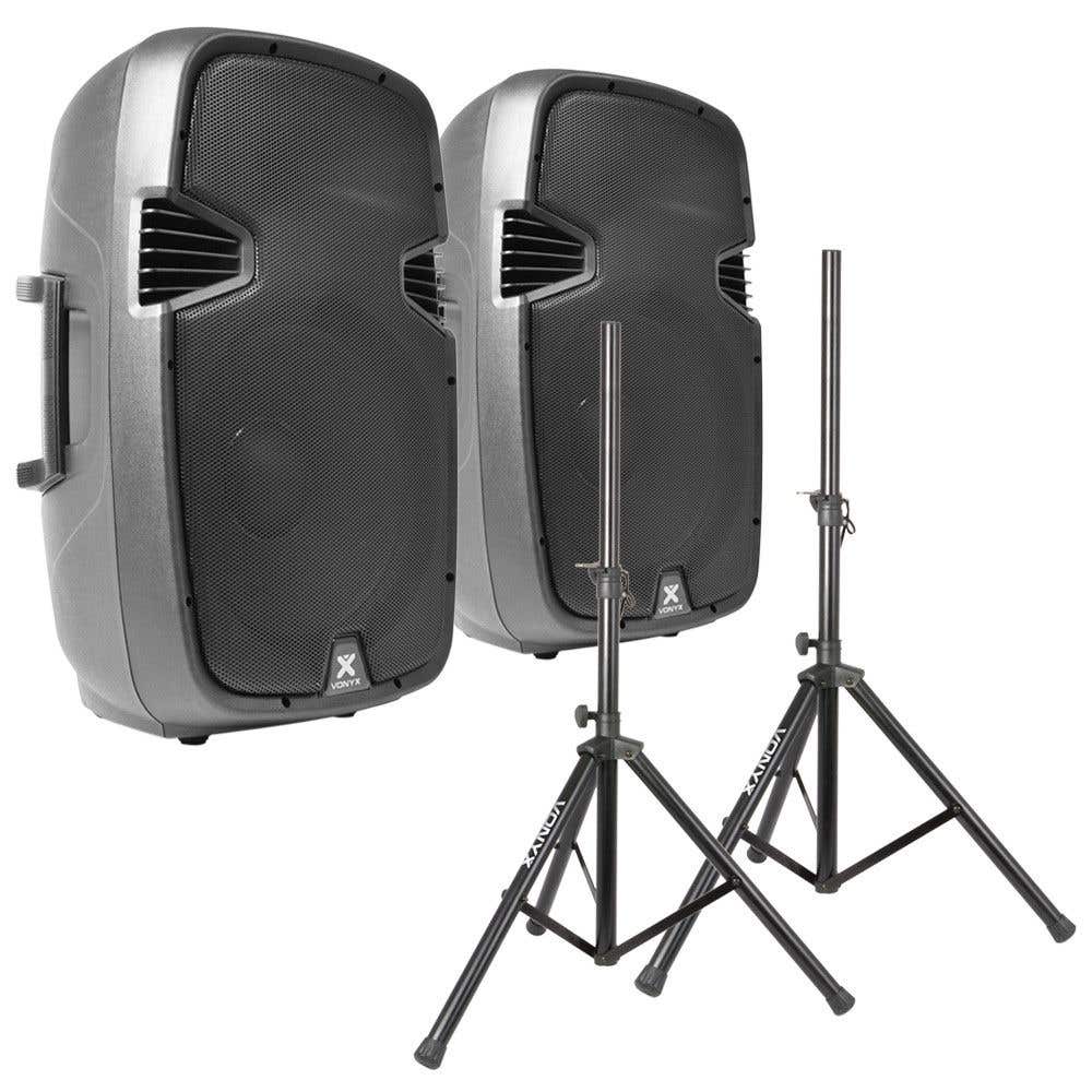 Vonyx SPJ-1500A Conjunto de altavoces de 15" y 1600 W con soportes