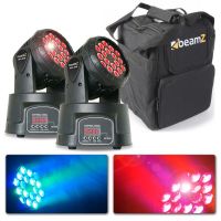 BeamZ Juego de 2 cabezas móviles LED RGB compactas MHL108MK3 con bolsa