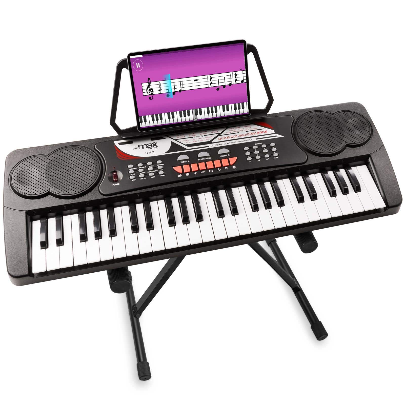 MAX KB8 Teclado con 49 teclas y soporte para teclado