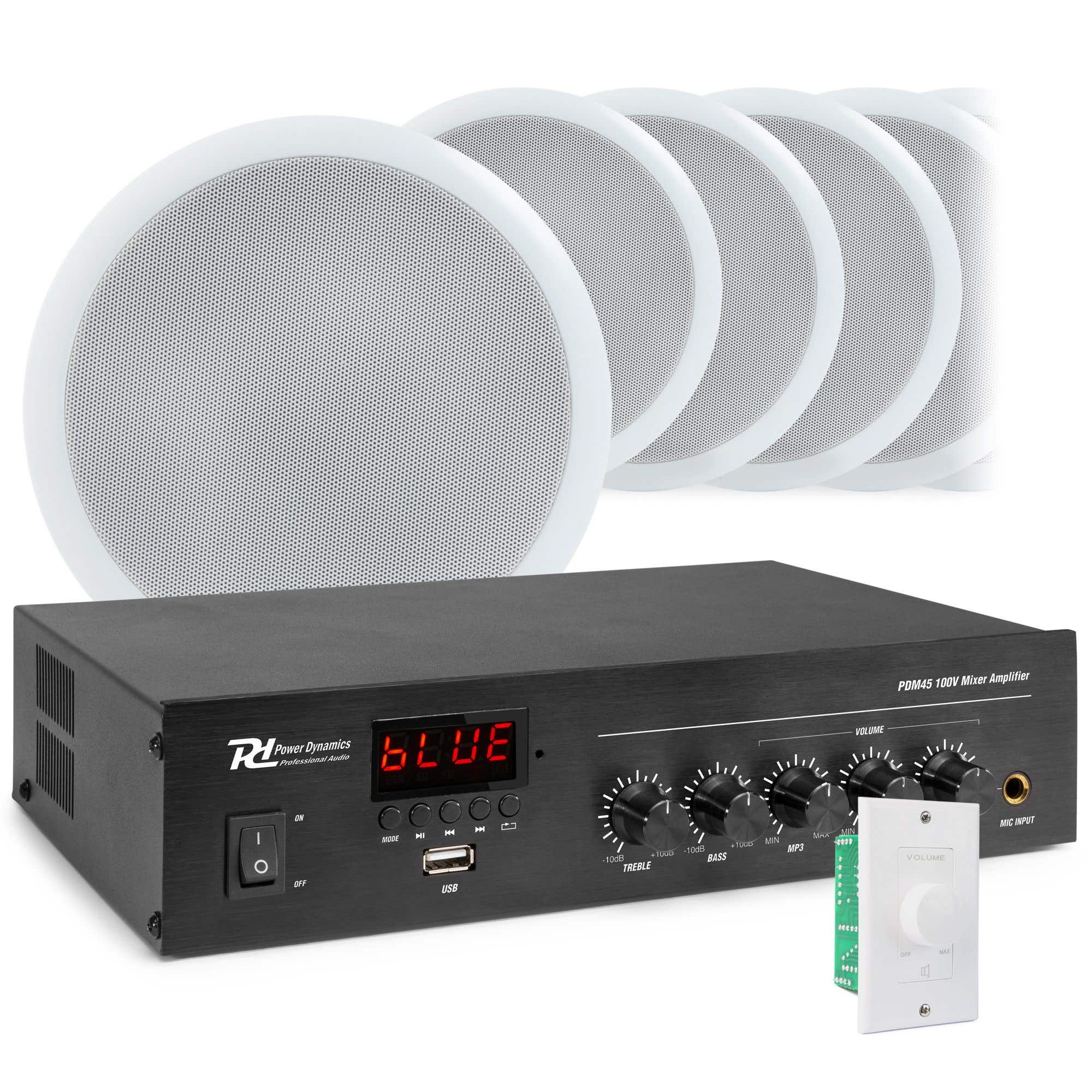 Power Dynamics Amplificador PDM45 + 10 altavoces de techo CSPB5