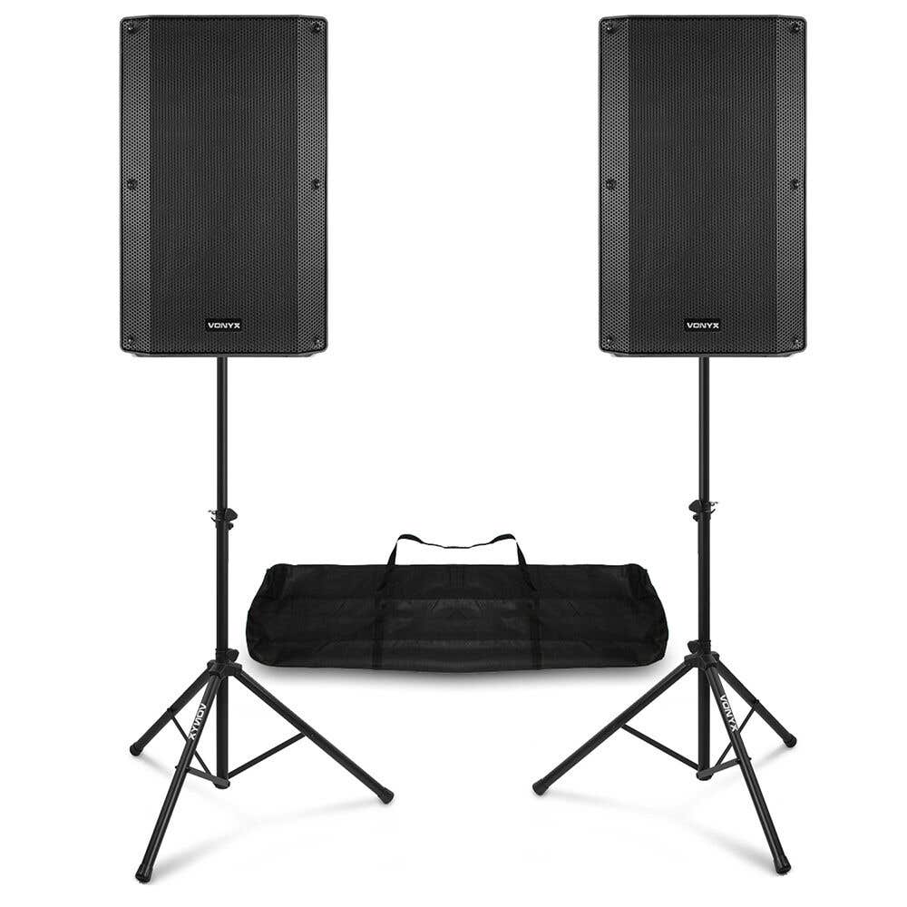 Vonyx VSA150S Conjunto de altavoces activos con Bluetooth y trípodes - 1000W