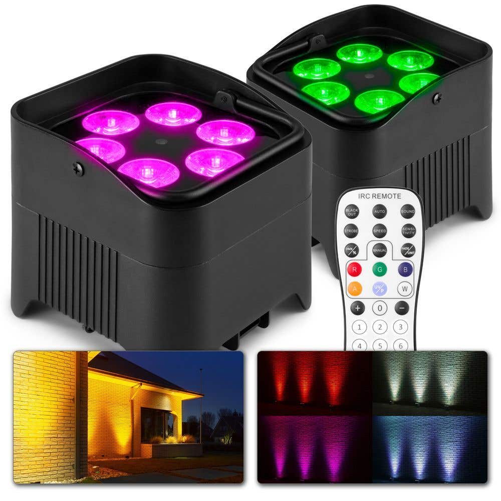 BeamZ BBP96S - Juego de 2 focos de luz a batería con LED de 12 W y DMX inalámbrico