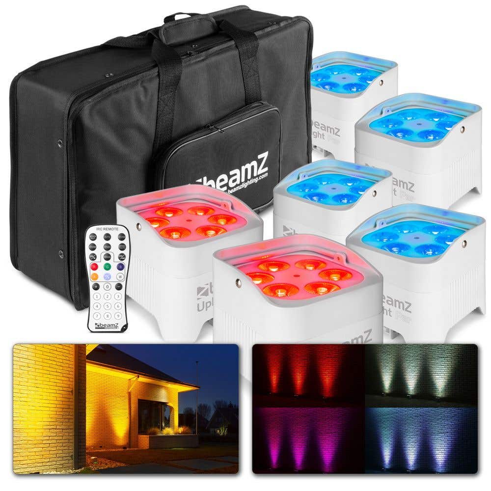 BeamZ BBP96SW Lámpara de techo a pilas Par 6x12W WDMX - Paquete de 6 con bolsa
