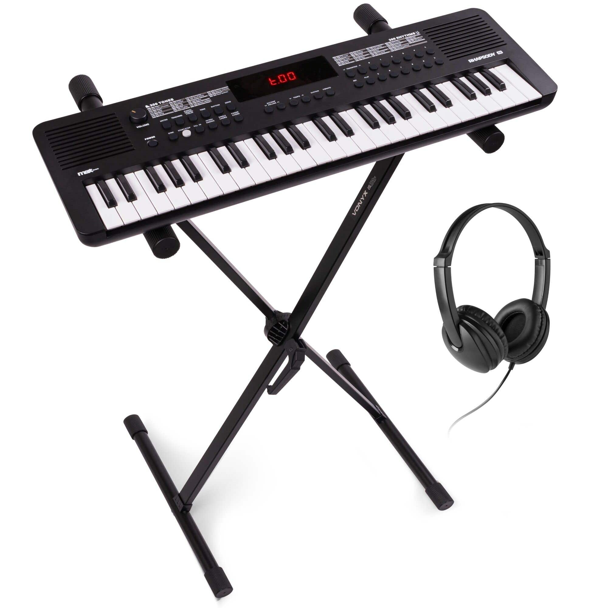 MAX Rhapsody49 - Teclado con 49 teclas - Pack de iniciación completo con soporte y auriculares