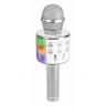 Max KM15S Micrófono de Karaoke con altavoz BT / MP3 incorporado e iluminación LED, Plata