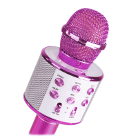 Max KM01 Micrófono de Karaoke con altavoz incorporado BT/MP3 Rosa