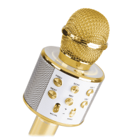 Max KM01 Micrófono de Karaoke con altavoz incorporado BT/MP3 Dorado