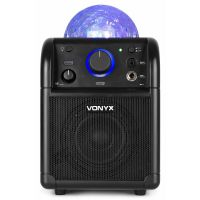 Vonyx SBS50B Altavoz portátil Karaoke para Fiesta con micrófono y Bola de Discoteca - Negro