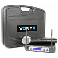 Vonyx WM512 Sistema inalámbrico VHF de 2 canales con micrófonos de mano y display