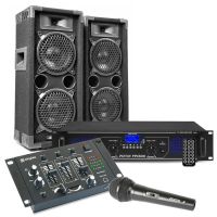 MAX26 Pack de Sonido con altavoces, amplificador, mezcladora y 2 micros - 1200W
