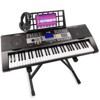 MAX KB3 Teclado Electrónico piano de 61 teclas con función Touch + Auriculares + soporte de suelo