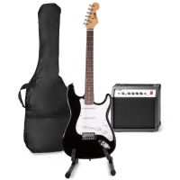 MAX GigKit Kit de guitarra eléctrica con soporte de suelo para guitarra - Color Negro