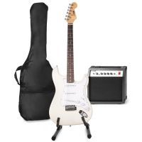 MAX GigKit Kit de guitarra eléctrica con soporte de suelo para guitarra - Color Blanco