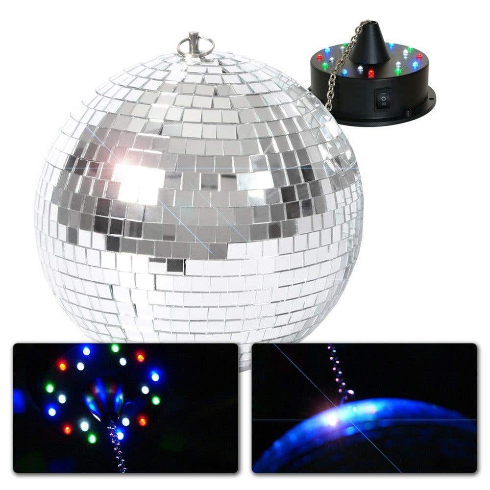 BeamZ Bola de espejos de 30 cm con motor e iluminación LED
