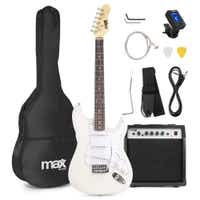 MAX GigKit - Kit de inicio para guitarra eléctrica con amplificador de 40 W y accesorios - color blanco