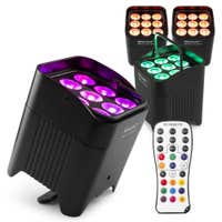 BeamZ Professional BBP59 – Pack de 4 Focos Par Led con 9 x 12W RGBWA-UV, batería, IP65 para interior y exterior – Color negro