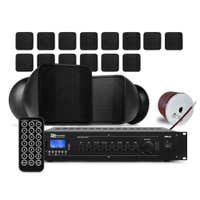 Power Dynamics BSX30B + PRM120 + RX22 – Pack sistema sonido 100V con 16 altavoces 2.5" 30W, amplificador 120W y cable 100m, color negro
