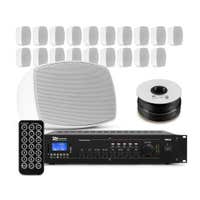 Power Dynamics BHW30WH + PRM240 + PD Connex RX12 – Pack de 20 altavoces 100V / 240W con cable 100m para exterior e interior, color blanco