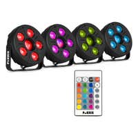 Conjunto de luces par LED Fuzzix Comet M06 - 4 luces par LED con Jellyball - Luces de discoteca con control remoto - RGB