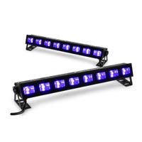 BeamZ BUVW83 – Pack de 2 unidades barra LED UV y blanco cálido 2 en 1 con 8 x 3W, efecto blacklight y wash, color negro