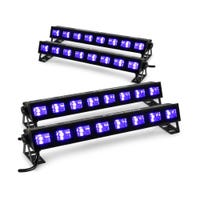 BeamZ BUVW83 – Pack de 4 unidades barra LED UV y blanco cálido 2 en 1 con 8 x 3W, efecto blacklight y wash, color negro