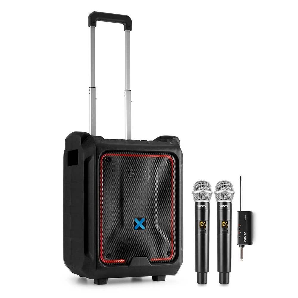 Vonyx SPLASH300 – Altavoz portátil IPX5 con 2 micrófonos inalámbricos WM552 de mano