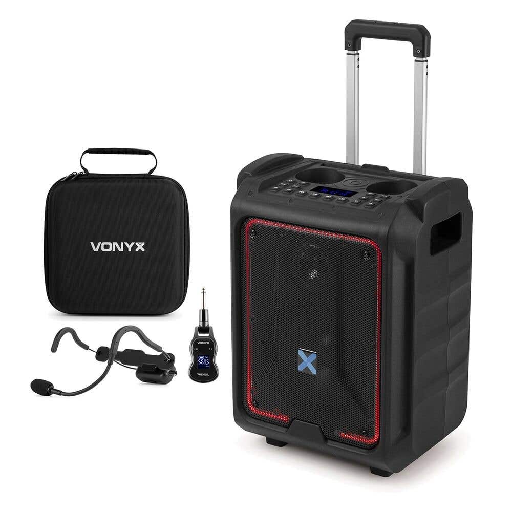 Vonyx SPLASH300 – Altavoz portátil IPX5 con micrófono de diadema deportiva WSH20 y batería